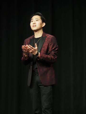 A countertenor sings in the Showcase